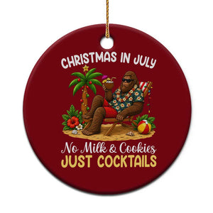 Funny Christmas In July Bigfoot Ceramic Ornament No Milk And Cookies Just Cocktails TS12 1pc Red Print Your Wear