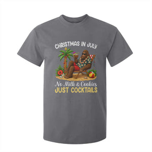 Funny Christmas In July Bigfoot T Shirt For Kid No Milk And Cookies Just Cocktails TS12 Charcoal Print Your Wear