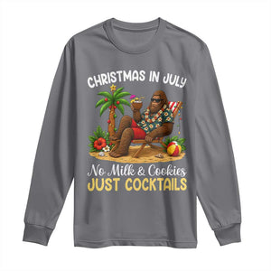 Funny Christmas In July Bigfoot Long Sleeve Shirt No Milk And Cookies Just Cocktails TS12 Charcoal Print Your Wear