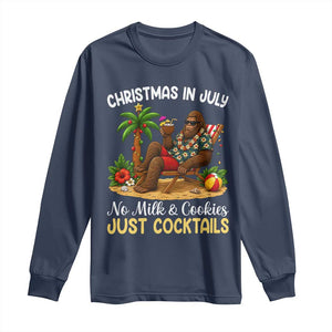 Funny Christmas In July Bigfoot Long Sleeve Shirt No Milk And Cookies Just Cocktails TS12 Navy Print Your Wear