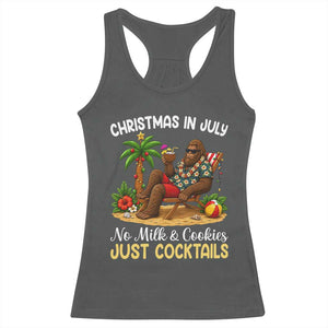 Funny Christmas In July Bigfoot Racerback Tank Top No Milk And Cookies Just Cocktails TS12 Dark Heather Print Your Wear