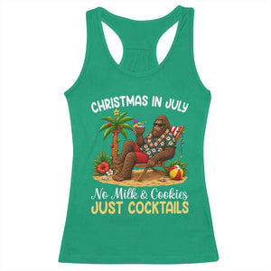 Funny Christmas In July Bigfoot Racerback Tank Top No Milk And Cookies Just Cocktails TS12 Irish Green Print Your Wear