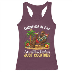 Funny Christmas In July Bigfoot Racerback Tank Top No Milk And Cookies Just Cocktails TS12 Maroon Print Your Wear
