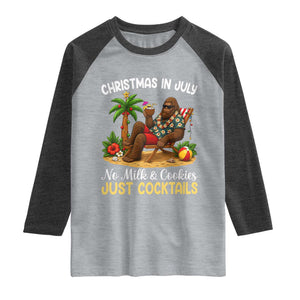 Funny Christmas In July Bigfoot Raglan Shirt No Milk And Cookies Just Cocktails TS12 Heather Gray Heather Charcoal Print Your Wear