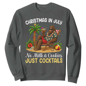 Funny Christmas In July Bigfoot Sweatshirt No Milk And Cookies Just Cocktails TS12 Dark Heather Print Your Wear