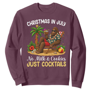 Funny Christmas In July Bigfoot Sweatshirt No Milk And Cookies Just Cocktails TS12 Maroon Print Your Wear