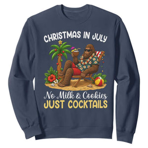 Funny Christmas In July Bigfoot Sweatshirt No Milk And Cookies Just Cocktails TS12 Navy Print Your Wear