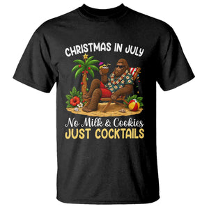 Funny Christmas In July Bigfoot T Shirt No Milk And Cookies Just Cocktails TS12 Black Print Your Wear