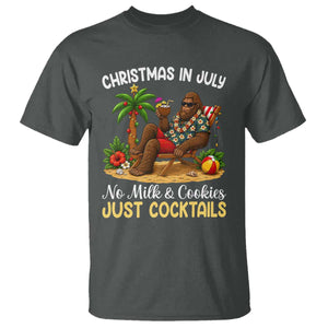 Funny Christmas In July Bigfoot T Shirt No Milk And Cookies Just Cocktails TS12 Dark Heather Print Your Wear