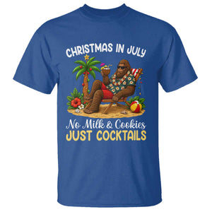 Funny Christmas In July Bigfoot T Shirt No Milk And Cookies Just Cocktails TS12 Royal Blue Print Your Wear