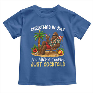 Funny Christmas In July Bigfoot Toddler T Shirt No Milk And Cookies Just Cocktails TS12 Royal Blue Print Your Wear