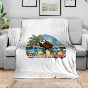 Funny Christmas In July Bigfoot Throw Blanket Tropical Vacation Graphic TS12 Print Your Wear