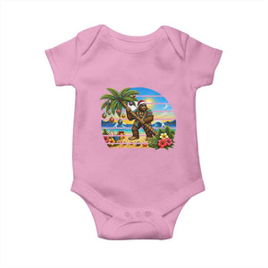 Funny Christmas In July Bigfoot Baby Onesie Tropical Vacation Graphic TS12 Light Pink Print Your Wear