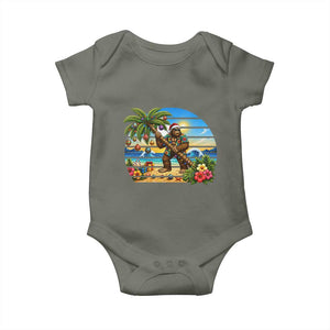 Funny Christmas In July Bigfoot Baby Onesie Tropical Vacation Graphic TS12 Military Green Print Your Wear