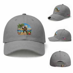 Funny Christmas In July Bigfoot Baseball Cap Tropical Vacation Graphic TS12 Baseball Cap Universal Fit Sport Gray Print Your Wear