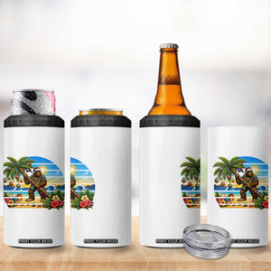 Funny Christmas In July Bigfoot 4 in 1 Can Cooler Tumbler Tropical Vacation Graphic TS12 Print Your Wear