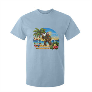 Funny Christmas In July Bigfoot T Shirt For Kid Tropical Vacation Graphic TS12 Light Blue Print Your Wear