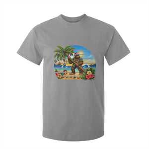 Funny Christmas In July Bigfoot T Shirt For Kid Tropical Vacation Graphic TS12 Sport Gray Print Your Wear