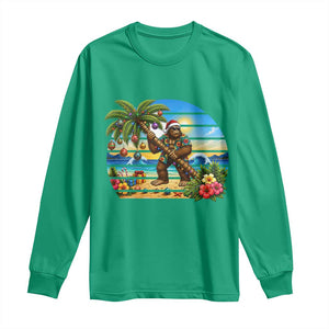 Funny Christmas In July Bigfoot Long Sleeve Shirt Tropical Vacation Graphic TS12 Irish Green Print Your Wear