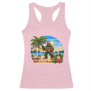 Funny Christmas In July Bigfoot Racerback Tank Top Tropical Vacation Graphic TS12 Light Pink Print Your Wear