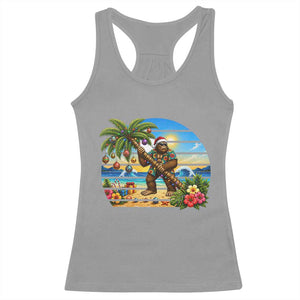Funny Christmas In July Bigfoot Racerback Tank Top Tropical Vacation Graphic TS12 Sport Gray Print Your Wear