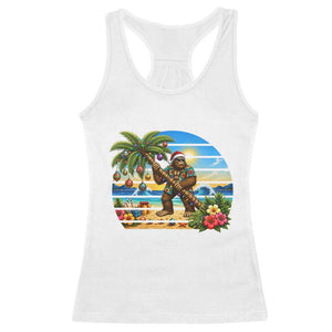 Funny Christmas In July Bigfoot Racerback Tank Top Tropical Vacation Graphic TS12 White Print Your Wear