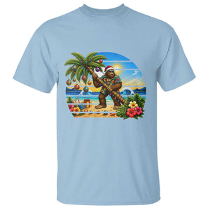 Funny Christmas In July Bigfoot T Shirt Tropical Vacation Graphic