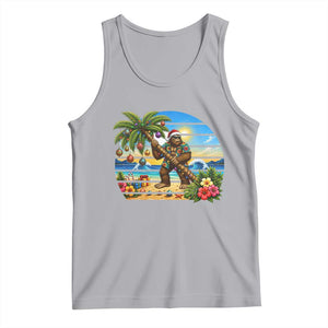 Funny Christmas In July Bigfoot Tank Top Tropical Vacation Graphic TS12 Athletic Heather Print Your Wear