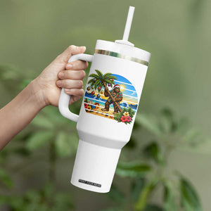 Funny Christmas In July Bigfoot Tumbler With Handle Tropical Vacation Graphic TS12 Print Your Wear