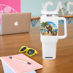 Funny Christmas In July Bigfoot Tumbler With Handle Tropical Vacation Graphic TS12 Print Your Wear