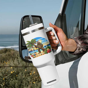 Funny Christmas In July Bigfoot Tumbler With Handle Tropical Vacation Graphic TS12 Print Your Wear