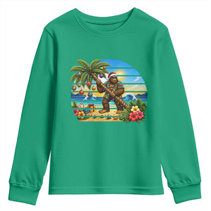 Funny Christmas In July Bigfoot Youth Sweatshirt Tropical Vacation Graphic