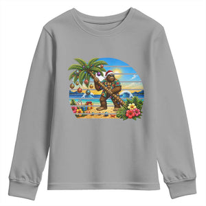 Funny Christmas In July Bigfoot Youth Sweatshirt Tropical Vacation Graphic