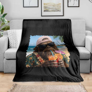 Funny Hawaiian Bigfoot Throw Blanket Tropical Beach Party Graphic TS12 Print Your Wear