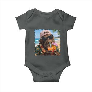 Funny Hawaiian Bigfoot Baby Onesie Tropical Beach Party Graphic TS12 Dark Heather Print Your Wear