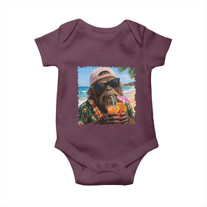 Funny Hawaiian Bigfoot Baby Onesie Tropical Beach Party Graphic TS12 Maroon Print Your Wear