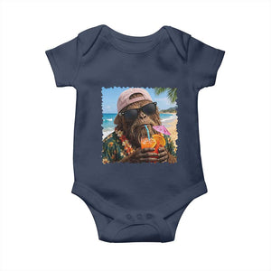 Funny Hawaiian Bigfoot Baby Onesie Tropical Beach Party Graphic TS12 Navy Print Your Wear