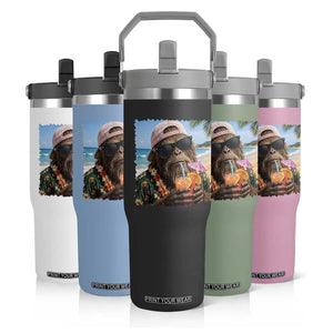 Funny Hawaiian Bigfoot Flip Straw Tumbler Tropical Beach Party Graphic TS12 Print Your Wear