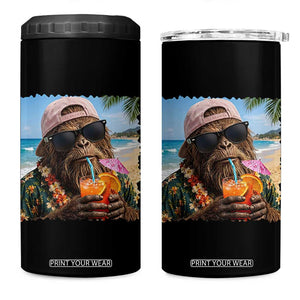 Funny Hawaiian Bigfoot 4 in 1 Can Cooler Tumbler Tropical Beach Party Graphic TS12 One Size: 16 oz Black Print Your Wear