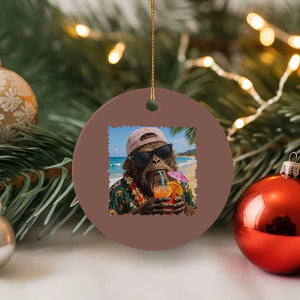 Funny Hawaiian Bigfoot Ceramic Ornament Tropical Beach Party Graphic TS12 1pc Mocha Print Your Wear