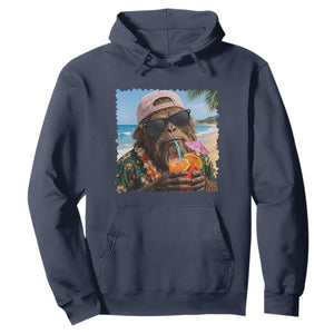 Funny Hawaiian Bigfoot Hoodie Tropical Beach Party Graphic TS12 Navy Print Your Wear
