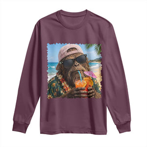 Funny Hawaiian Bigfoot Long Sleeve Shirt Tropical Beach Party Graphic