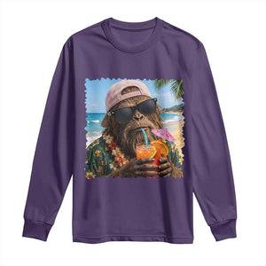 Funny Hawaiian Bigfoot Long Sleeve Shirt Tropical Beach Party Graphic
