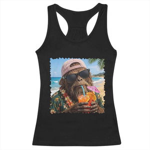 Funny Hawaiian Bigfoot Racerback Tank Top Tropical Beach Party Graphic TS12 Black Print Your Wear