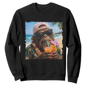 Funny Hawaiian Bigfoot Sweatshirt Tropical Beach Party Graphic TS12 Black Print Your Wear