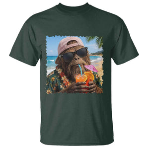 Funny Hawaiian Bigfoot T Shirt Tropical Beach Party Graphic TS12 Dark Forest Green Print Your Wear