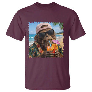 Funny Hawaiian Bigfoot T Shirt Tropical Beach Party Graphic TS12 Maroon Print Your Wear