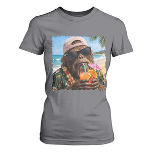 Funny Hawaiian Bigfoot T Shirt For Women Tropical Beach Party Graphic TS12 Charcoal Print Your Wear