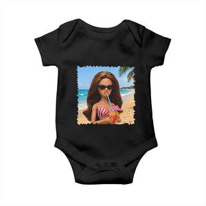 Funny Summer Doll Face Meme Baby Onesie Tropical Beach Party Graphic TS12 Black Print Your Wear