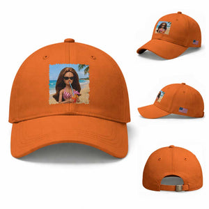 Funny Summer Doll Face Meme Baseball Cap Tropical Beach Party Graphic